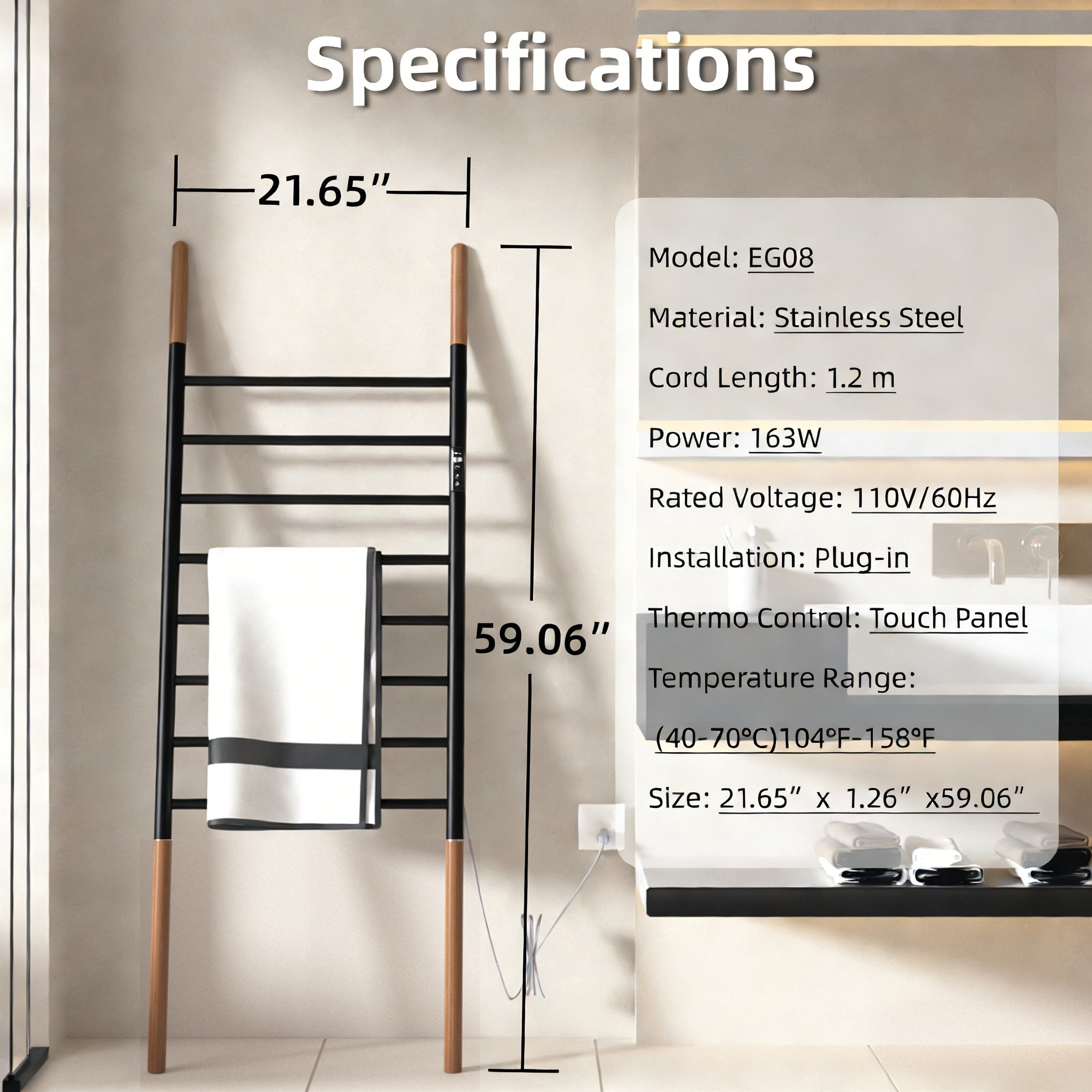 P&Dlusir Freestanding Electric Towel Warmer PD-EG08-8