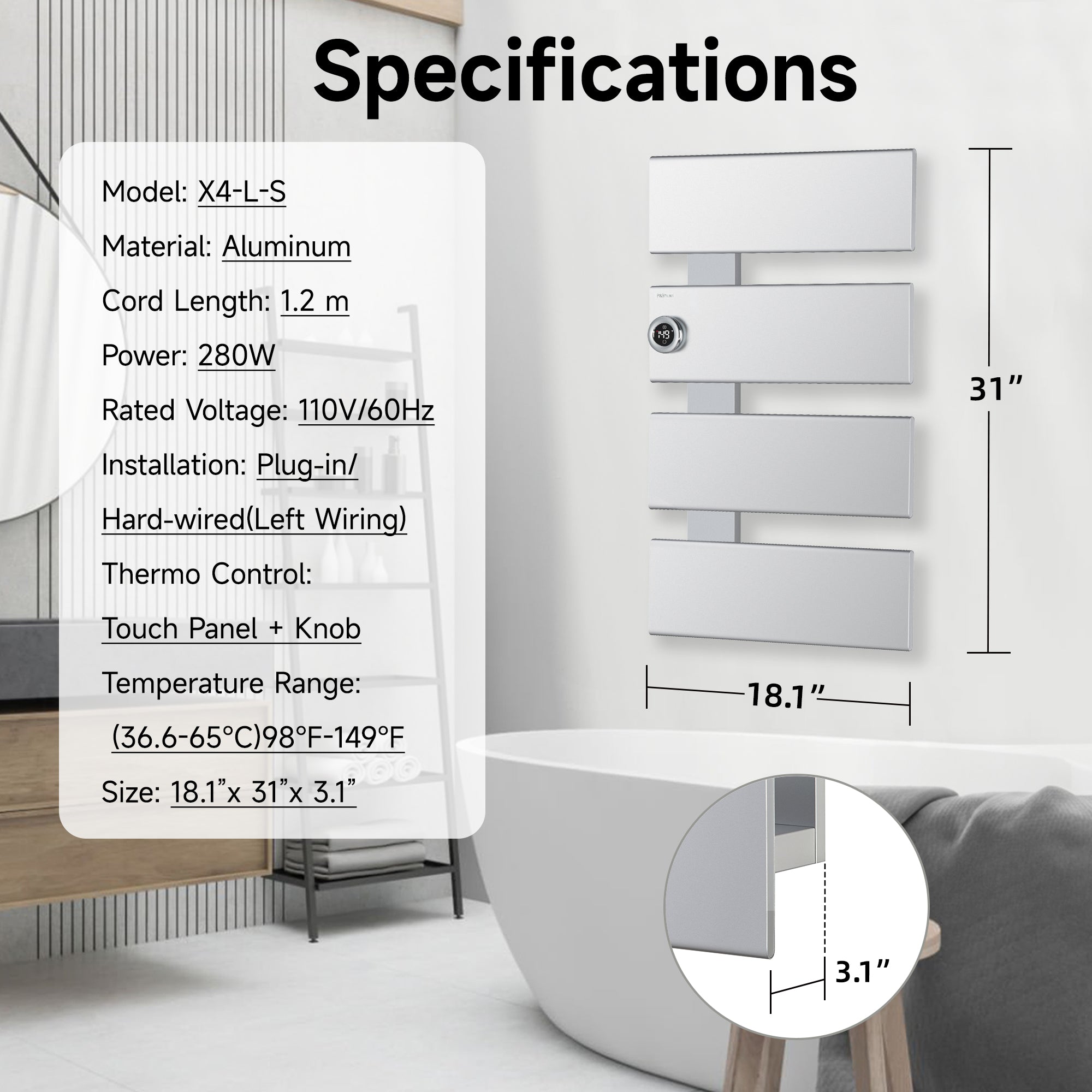 P&Dlusir Electric Towel Rack PD-X