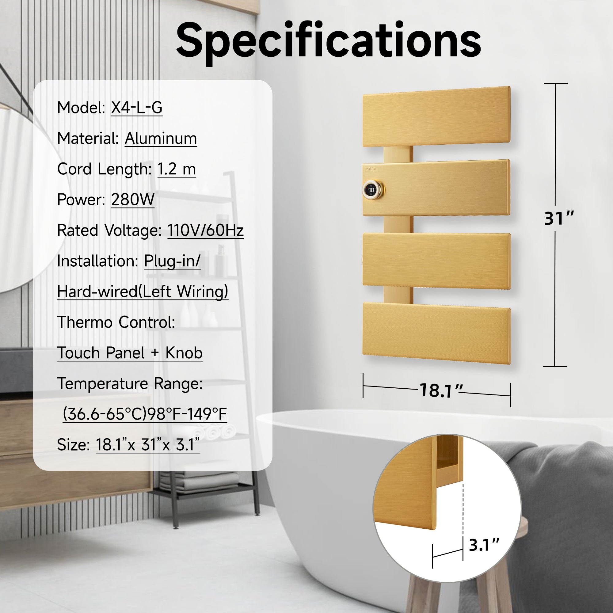 P&Dlusir Electric Towel Rack PD-X