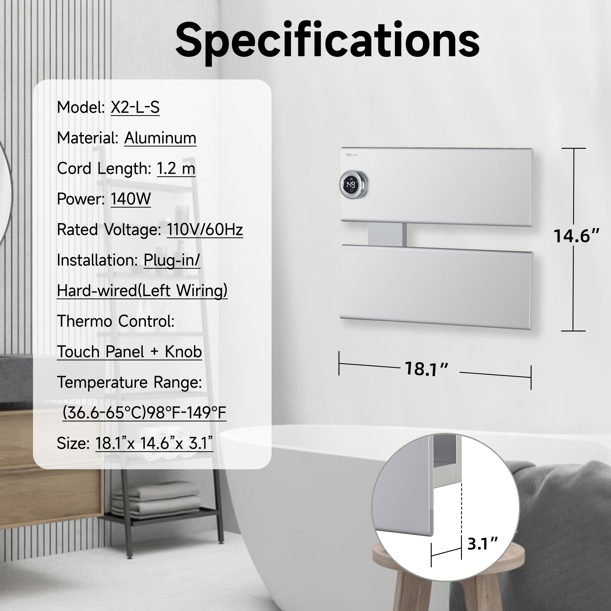 P&Dlusir Electric Towel Rack PD-X