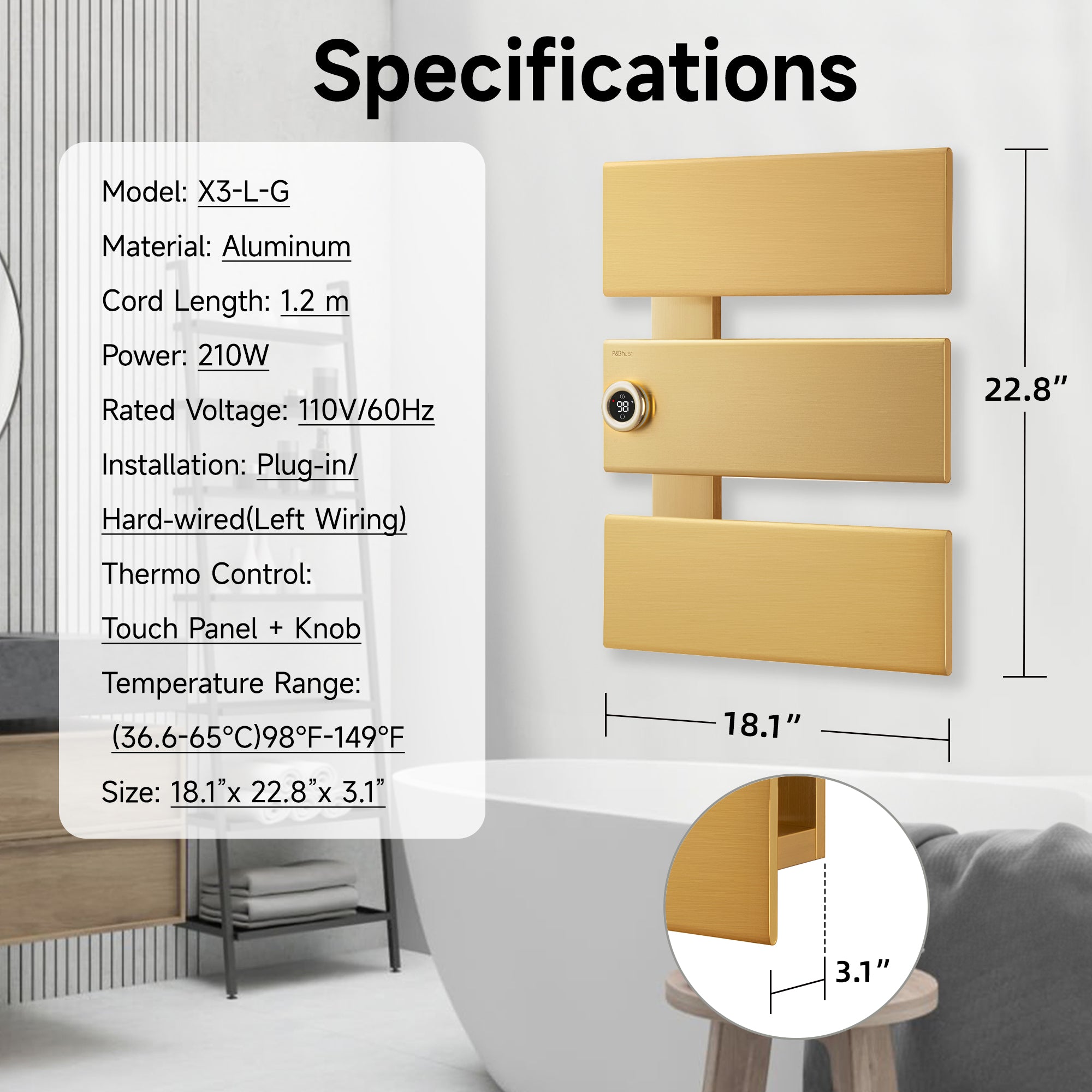 P&Dlusir Electric Towel Rack PD-X
