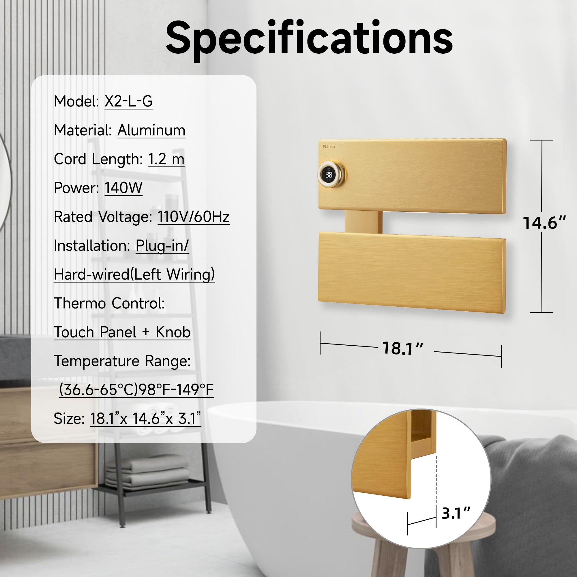 P&Dlusir Electric Towel Rack PD-X