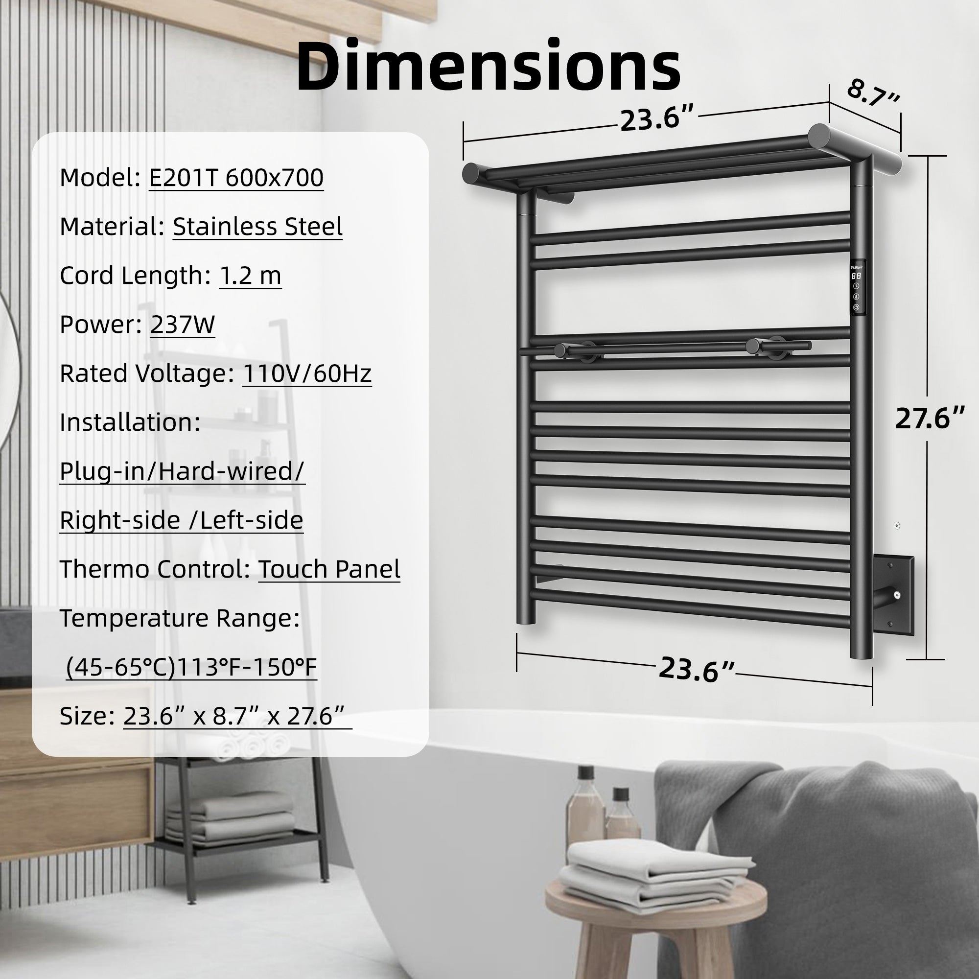P&Dlusir Electric Towel Rack PD-E201T