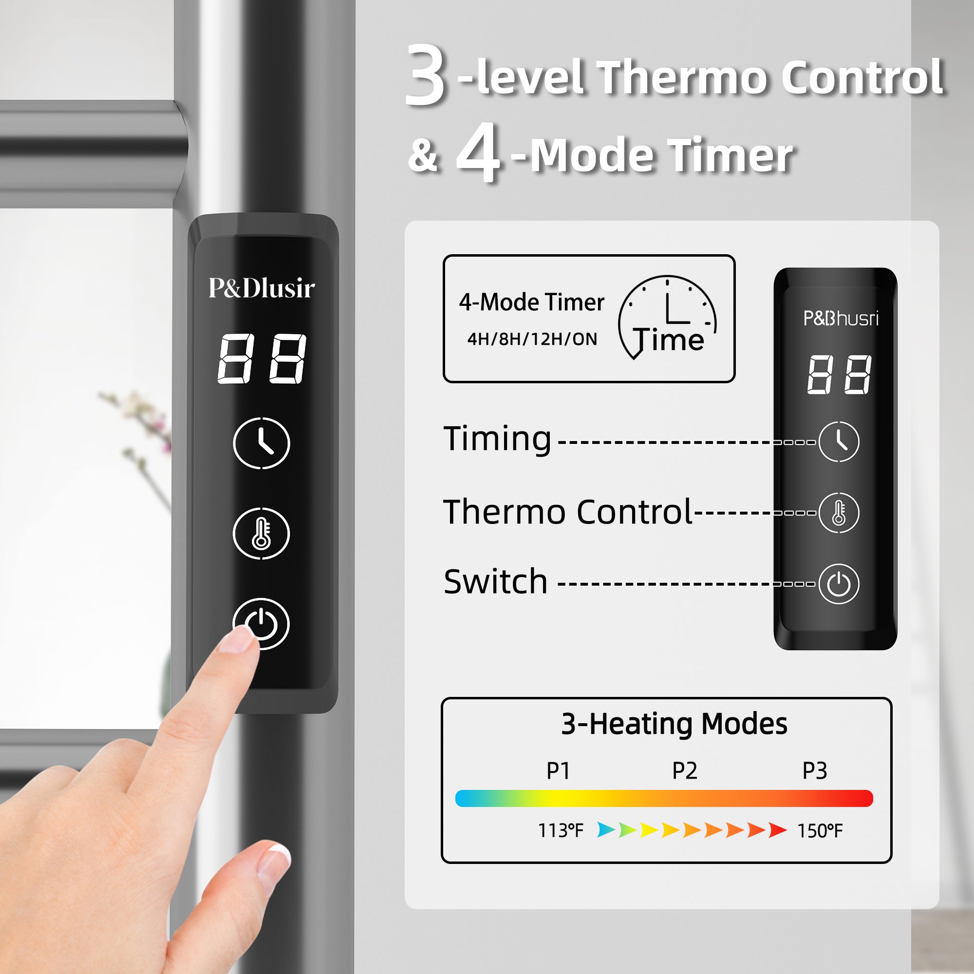 P&Dlusir Freestanding Electric Towel Warmer PD-EG08-8