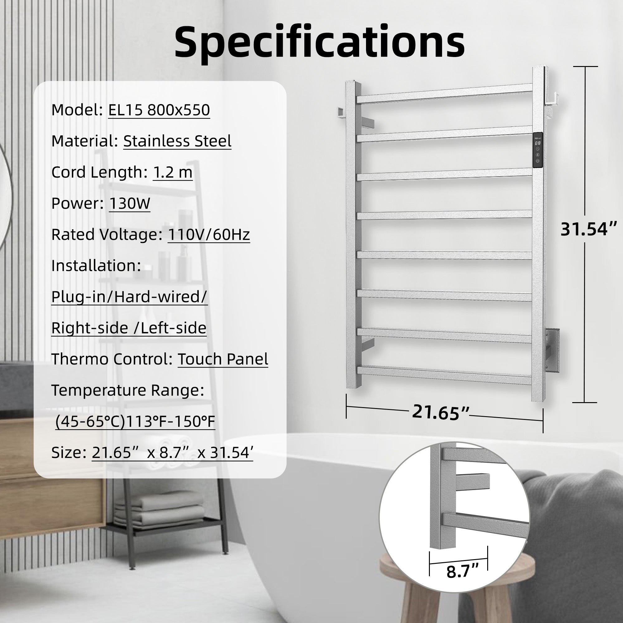 P&Dlusir Electric Towel Rack PD-EL15