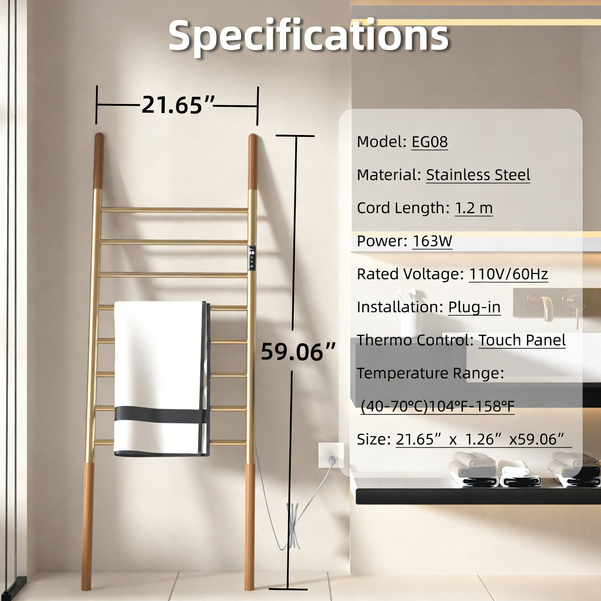 P&Dlusir Freestanding Electric Towel Warmer PD-EG08-8