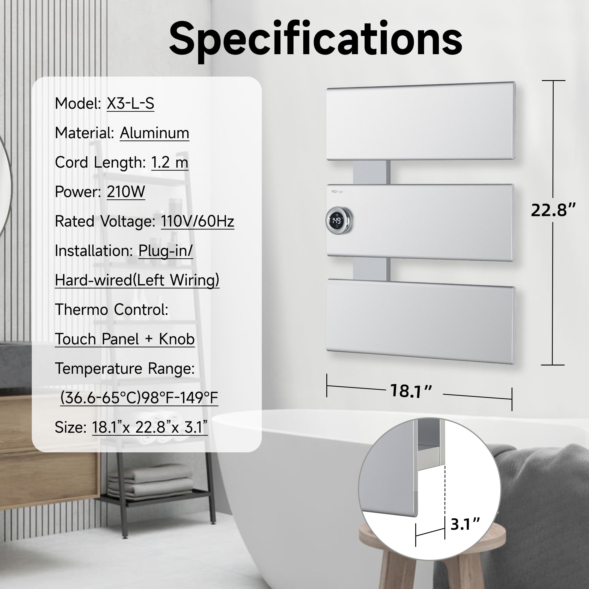 P&Dlusir Electric Towel Rack PD-X