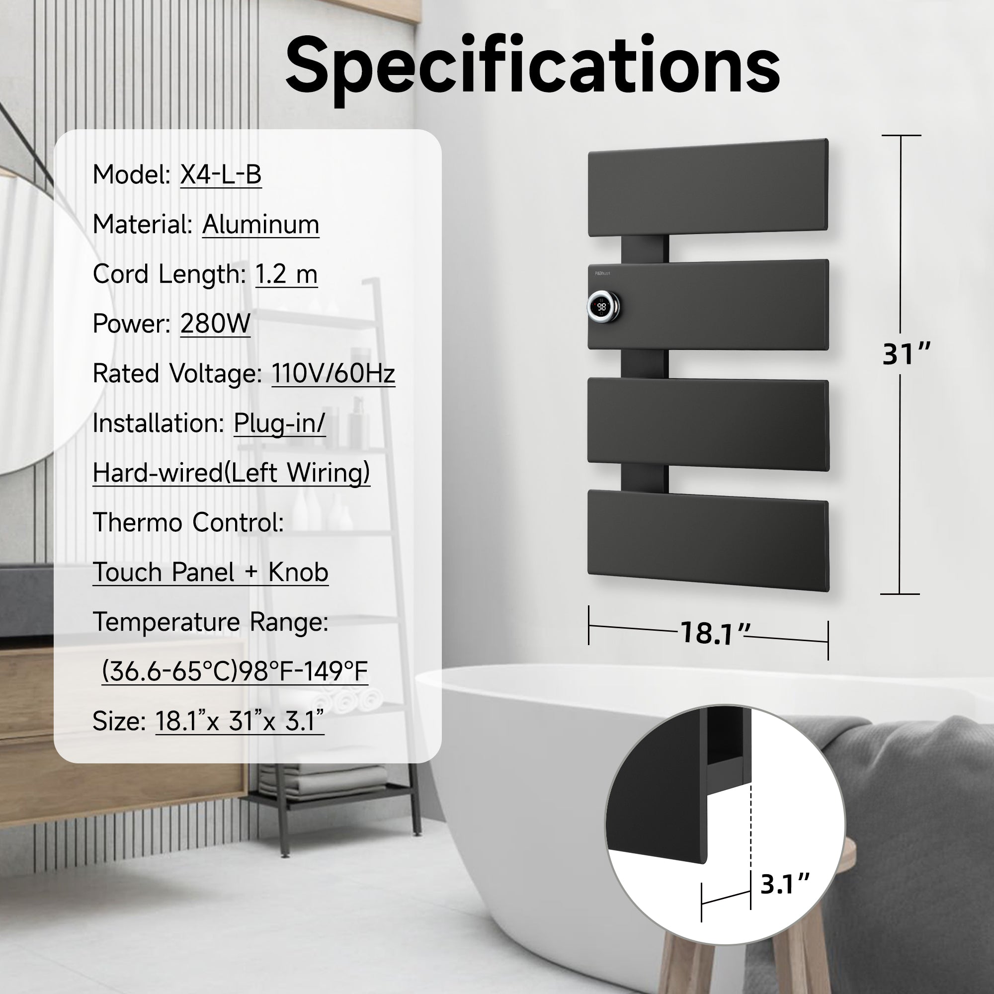 P&Dlusir Electric Towel Rack PD-X