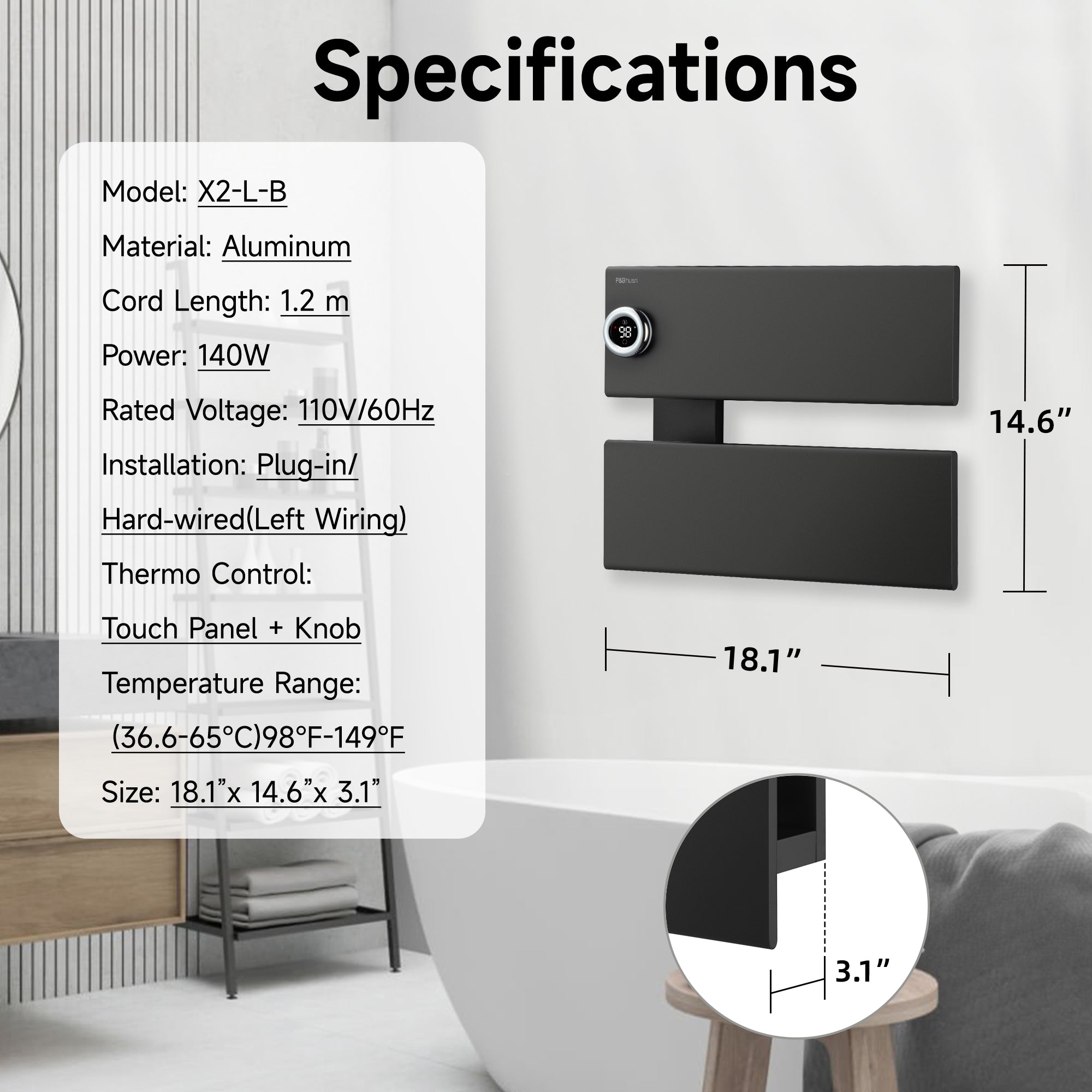 P&Dlusir Electric Towel Rack PD-X