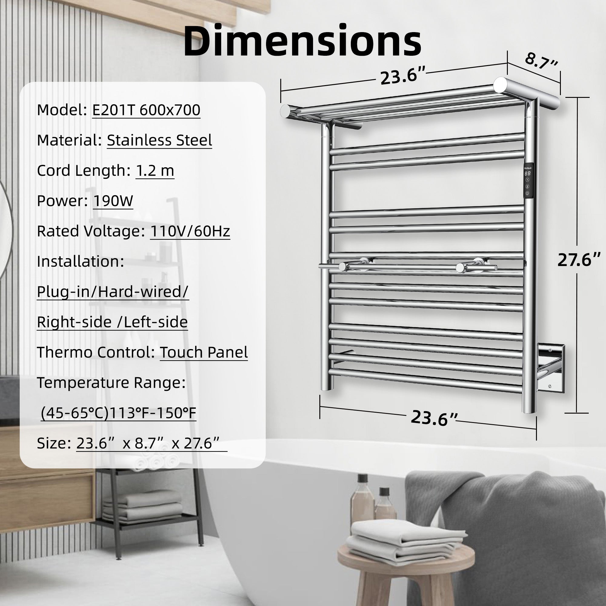 P&Dlusir  Electric Towel Rack PD-E201T