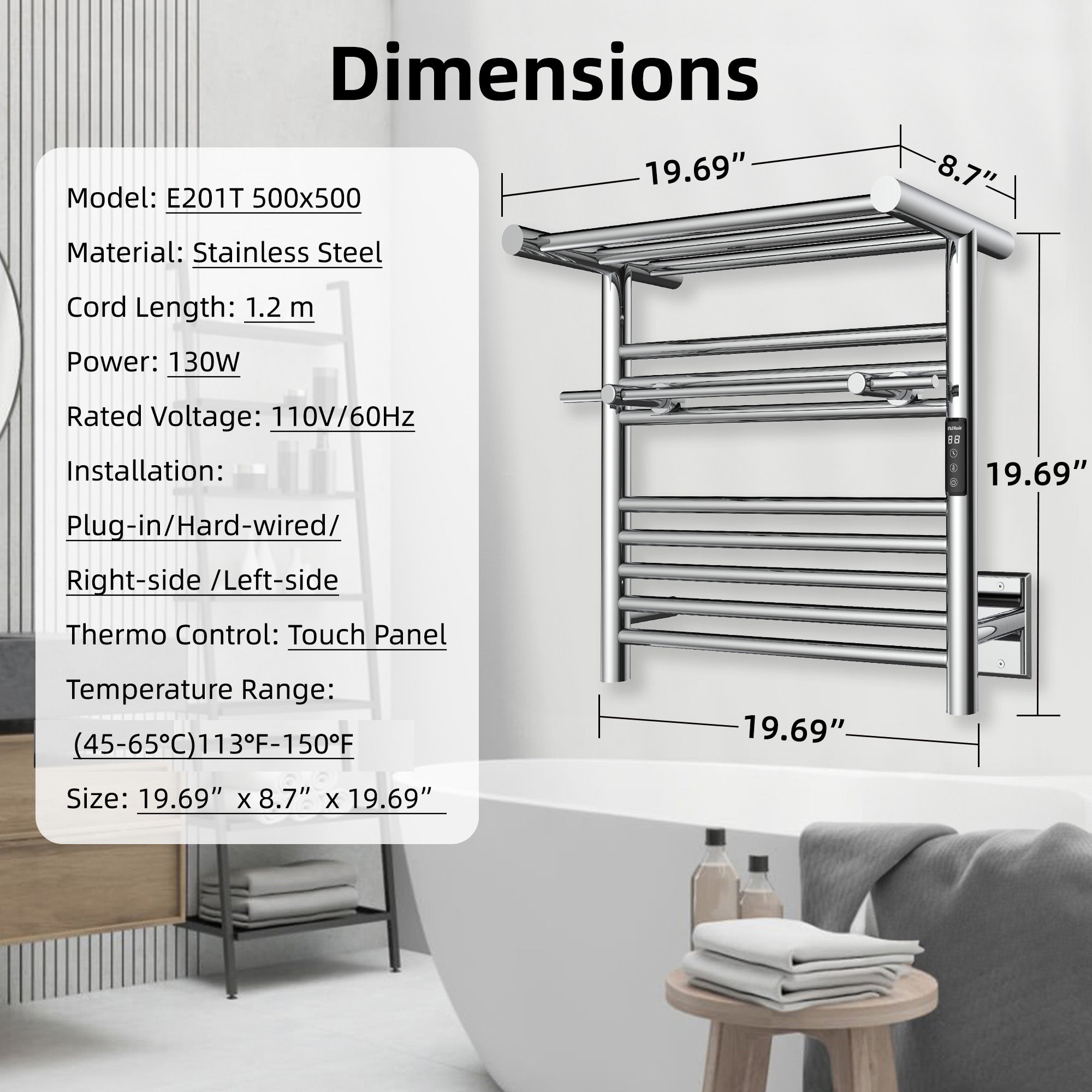 P&Dlusir  Electric Towel Rack PD-E201T