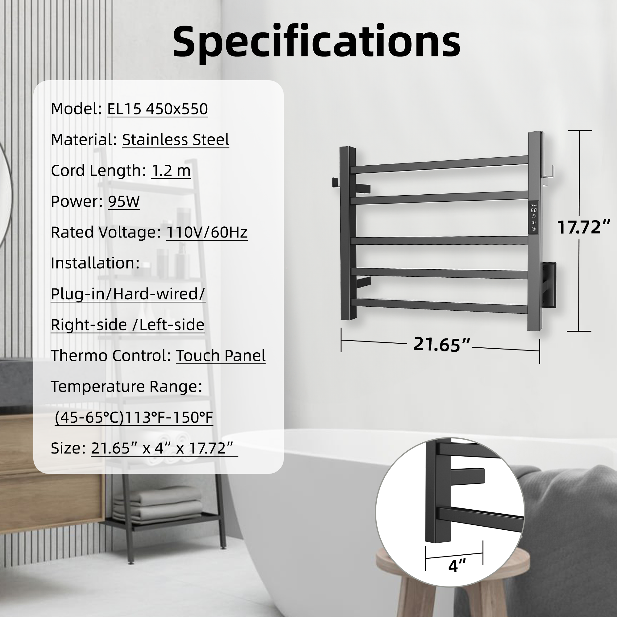 P&Dlusir  Electric Towel Rack PD-EL15