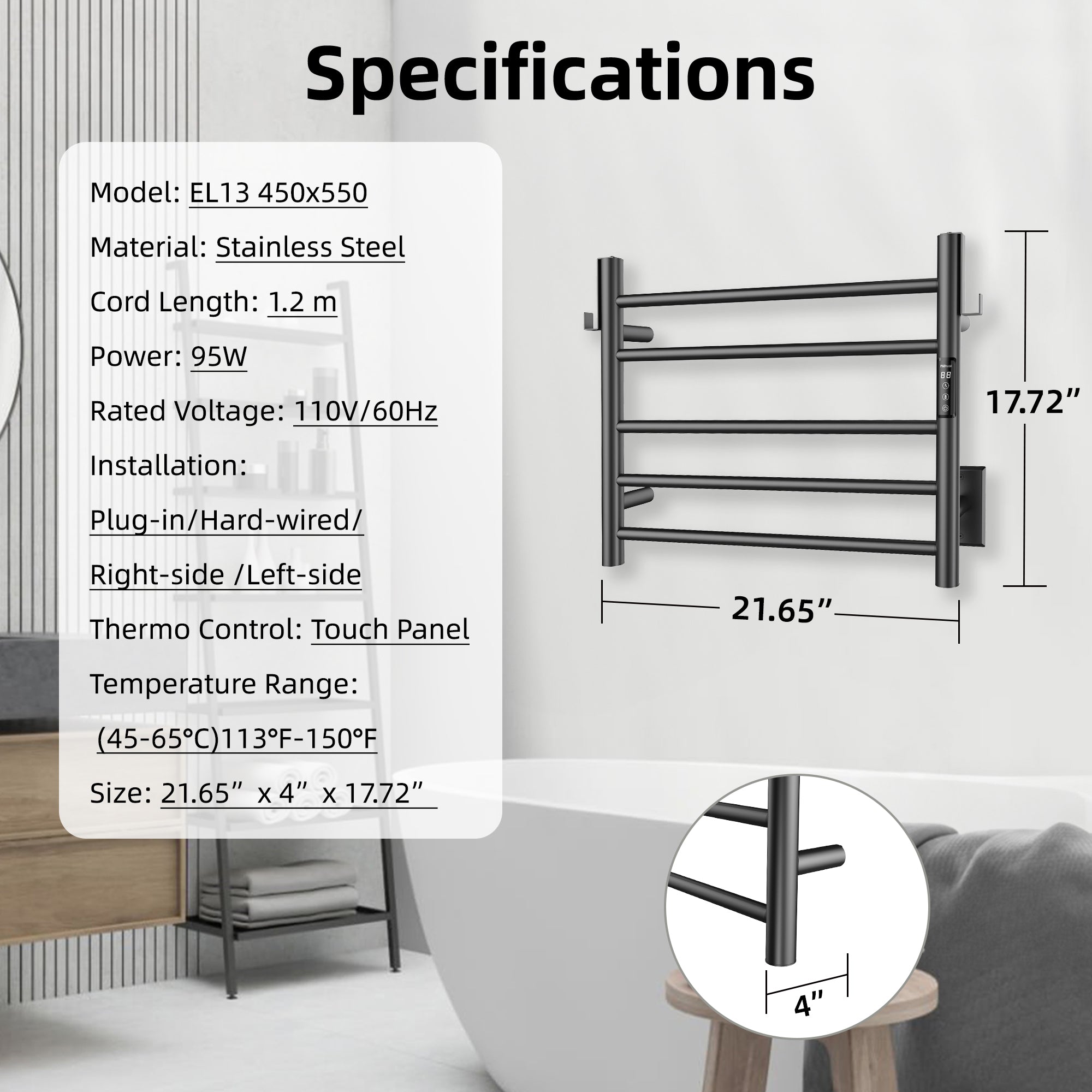 P&Dlusir  Electric Towel Rack PD-EL13