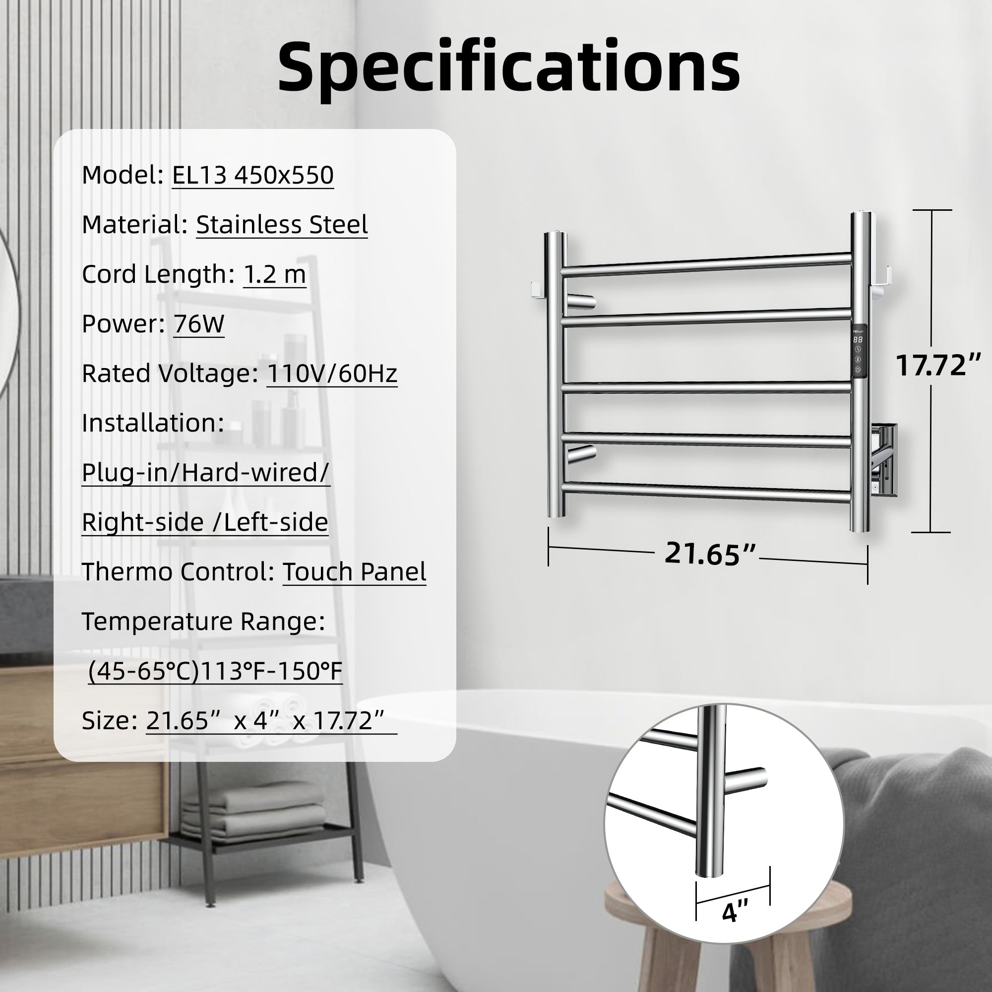 P&Dlusir  Electric Towel Rack PD-EL13