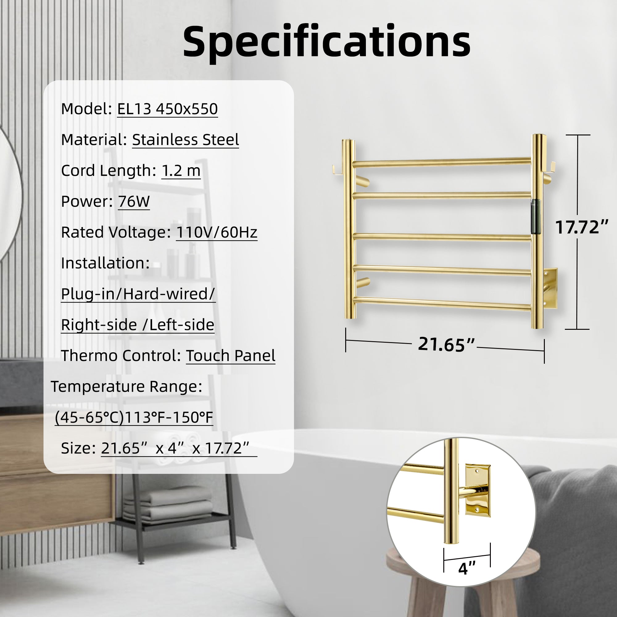 P&Dlusir  Electric Towel Rack PD-EL13