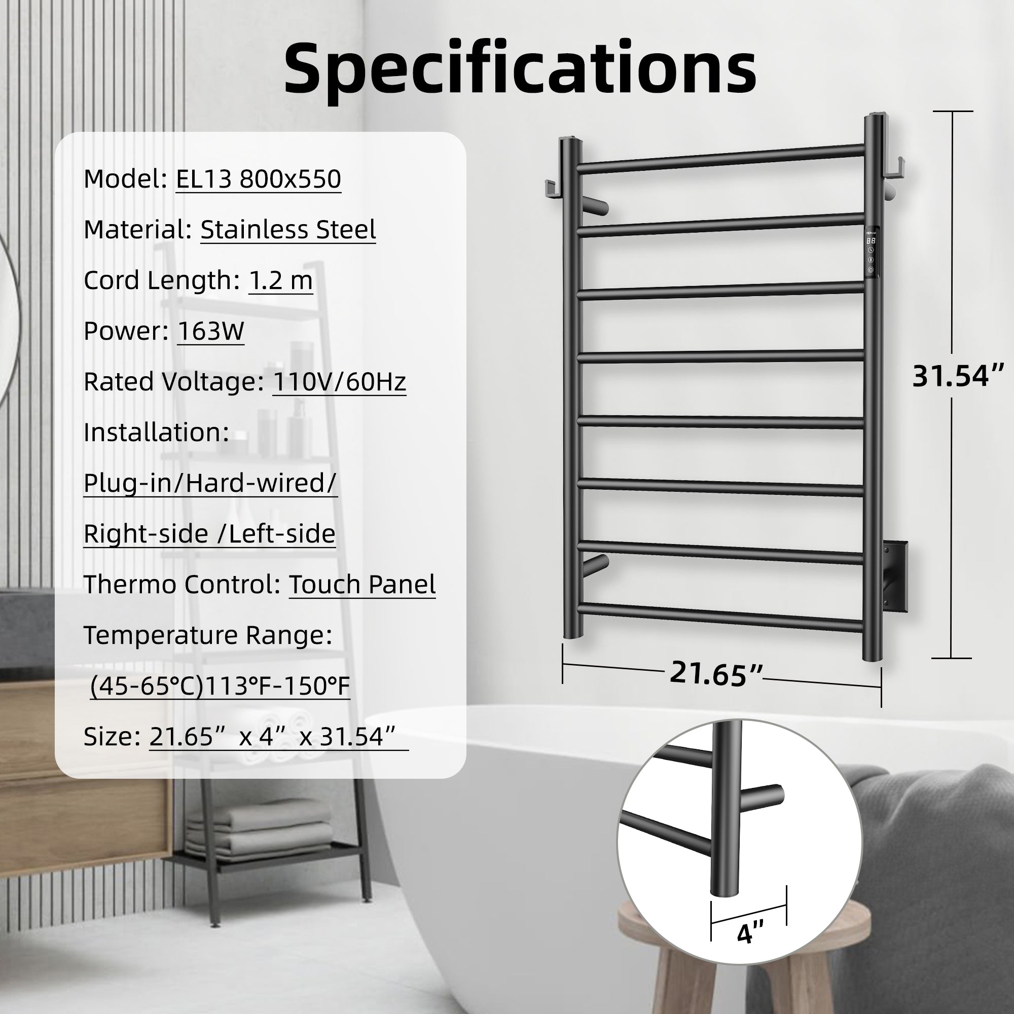 P&Dlusir  Electric Towel Rack PD-EL13
