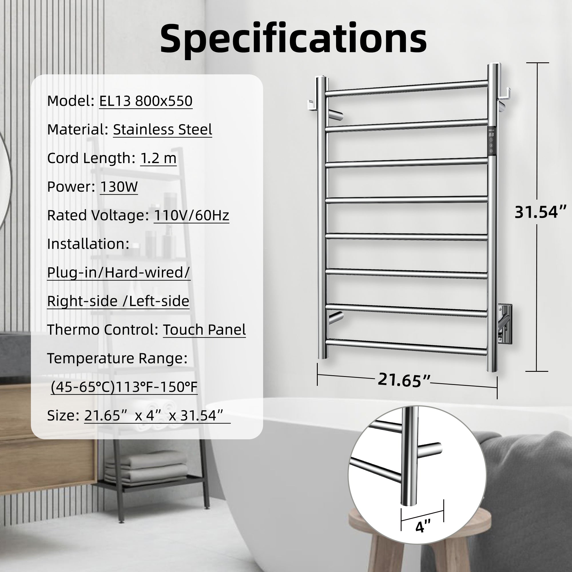 P&Dlusir  Electric Towel Rack PD-EL13