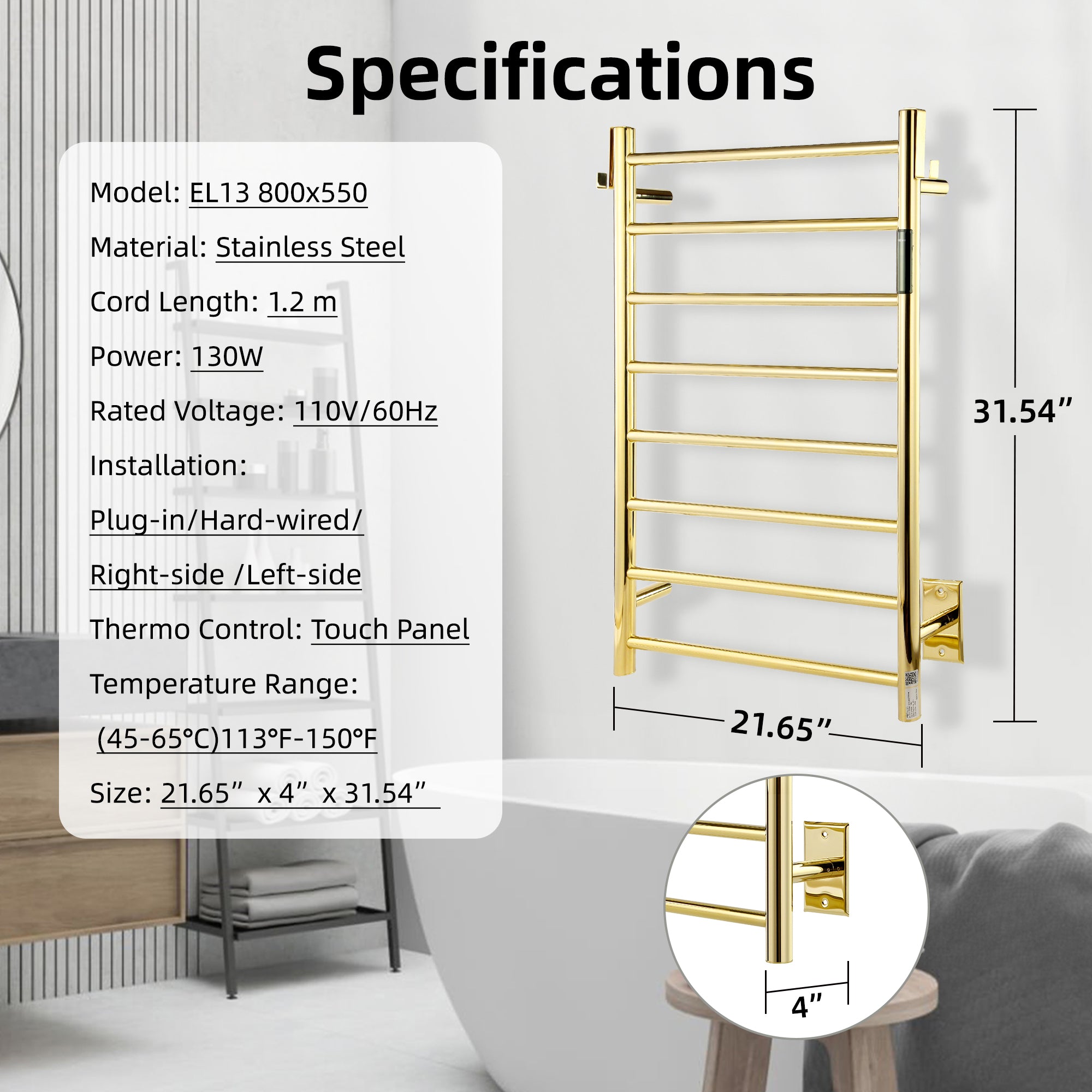 P&Dlusir  Electric Towel Rack PD-EL13