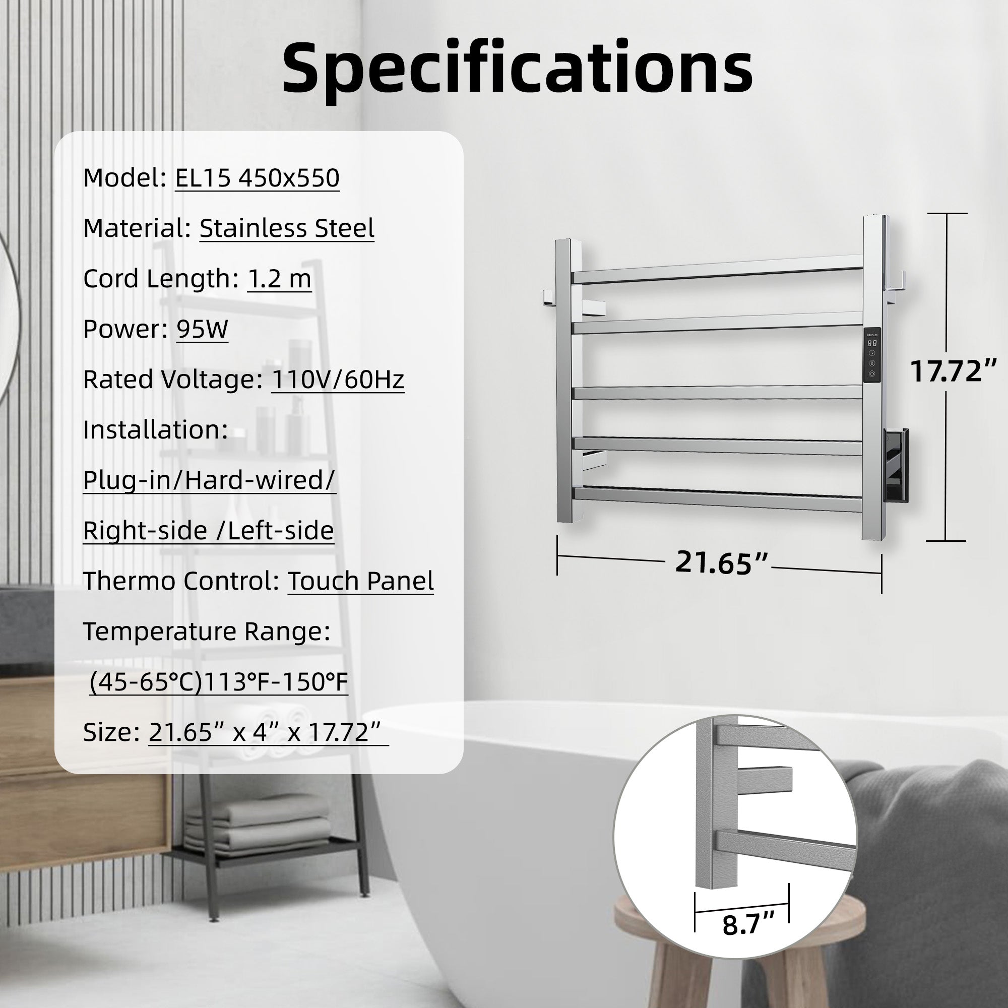 P&Dlusir  Electric Towel Rack PD-EL15