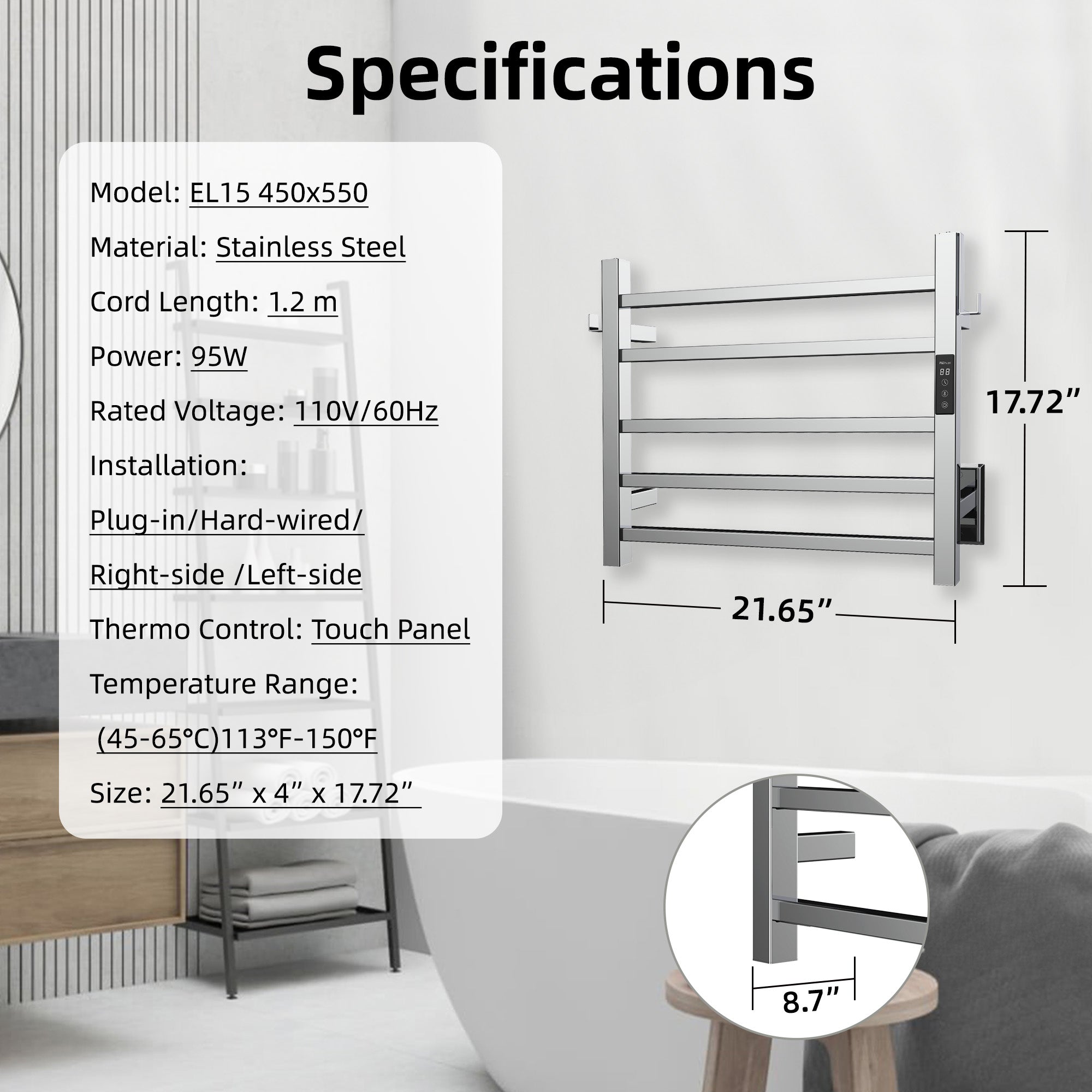 P&Dlusir  Electric Towel Rack PD-EL15