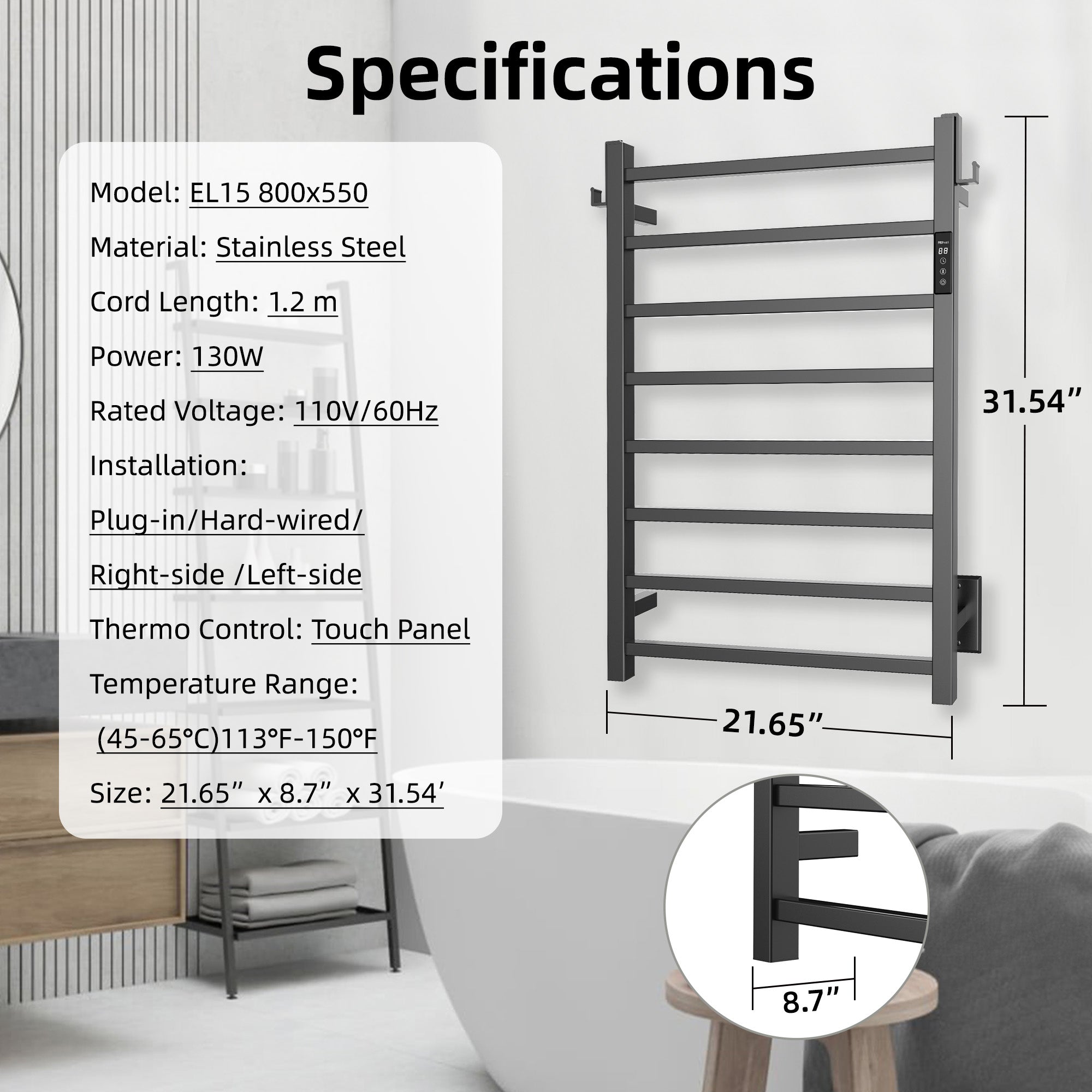 P&Dlusir  Electric Towel Rack PD-EL15