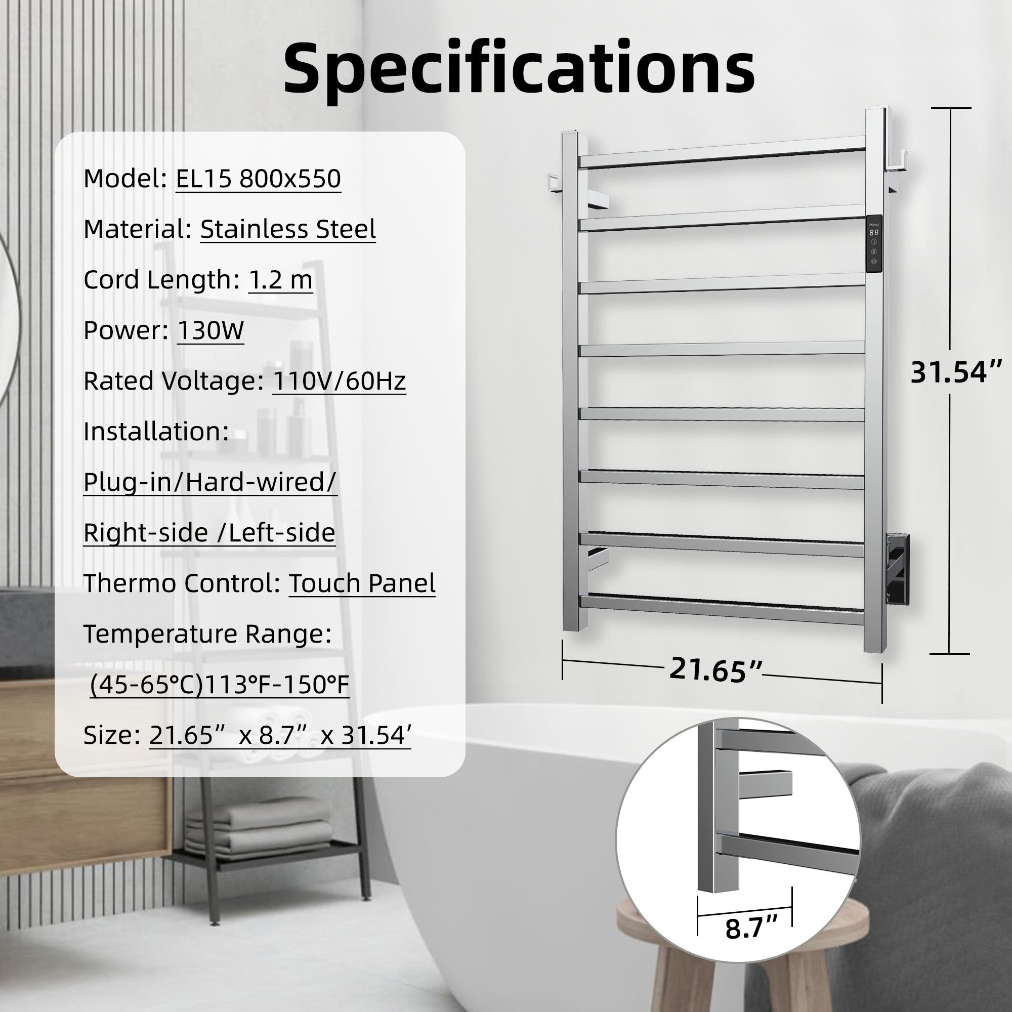 P&Dlusir  Electric Towel Rack PD-EL15